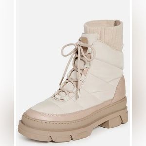 Sam Edelman Tabitha Women's Puffer Lace Up Boots MoonBeam Beige Tan Sz 9